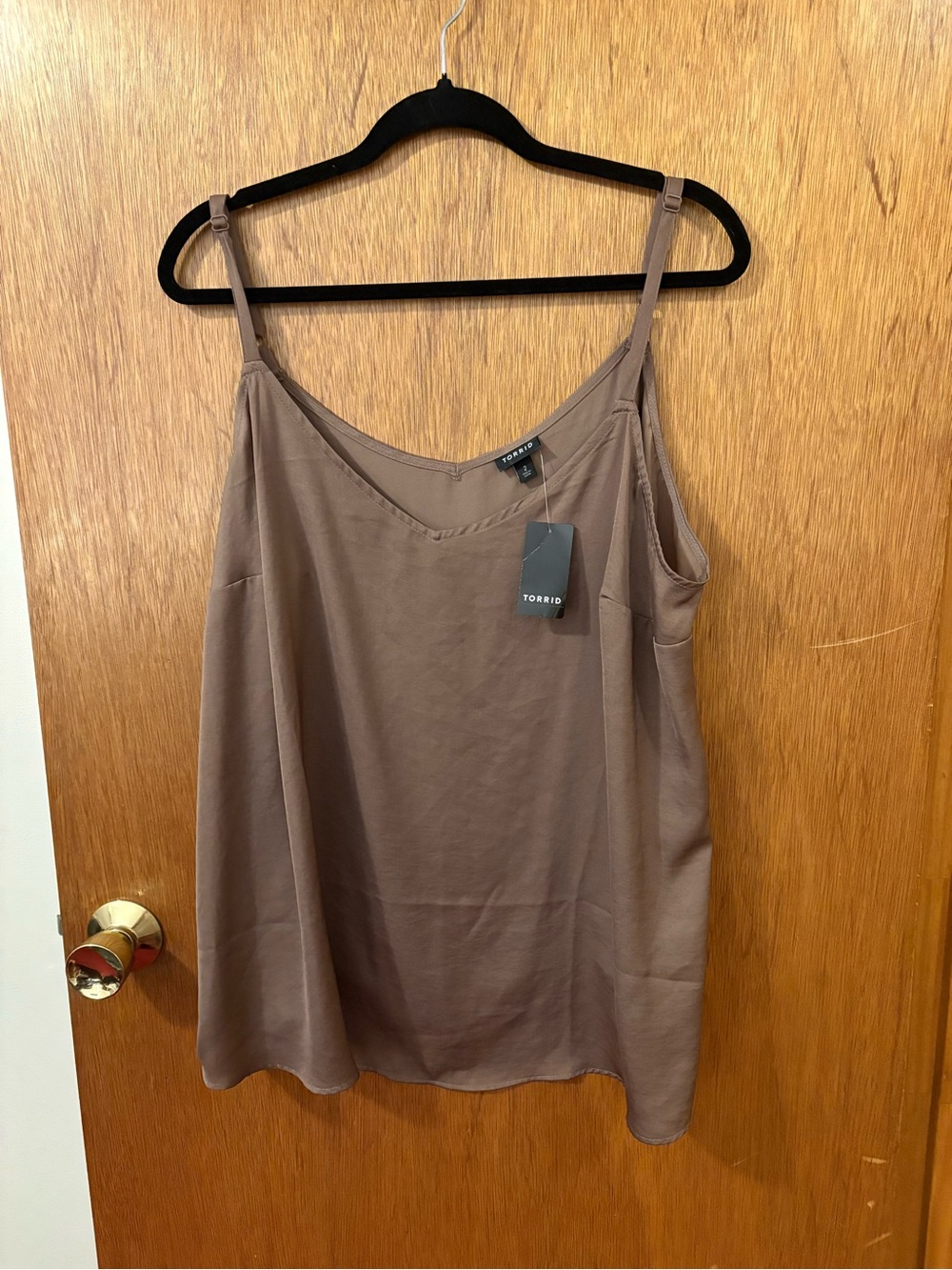 torrid Deep Taupe Sophie V-Neck Satin Adjustable Strap Cami NWT